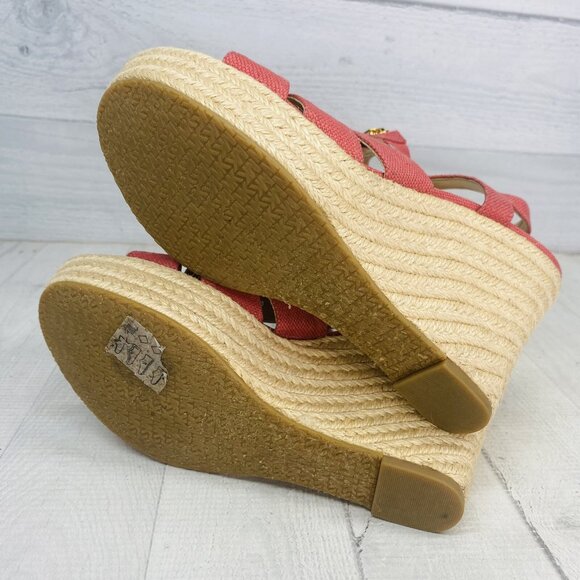 Michael Michael Kor BERKLEY PV20K Pink Canvas Jute Trim Platform Sandal Sz 7 M - Picture 7 of 13